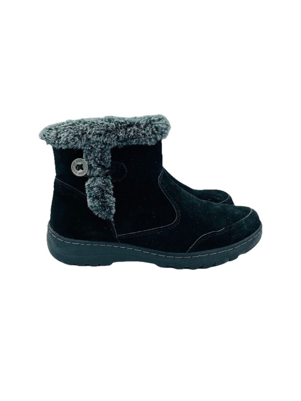 Khombu Shoes Womens Size 9 M Black iris Leather Faux Fur Boots Ankle Booties Zip